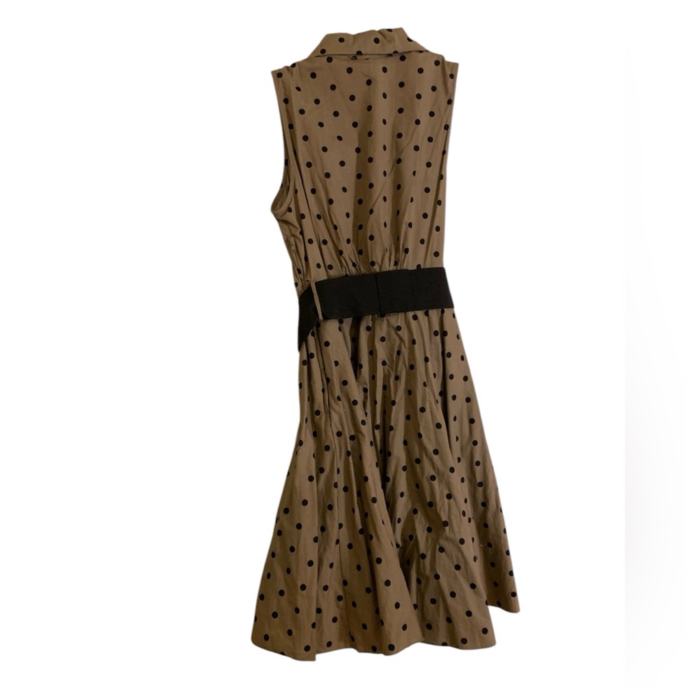 NWOT Charly Madison Women’s Polka Dot Cocktail Midi Dress in Beige/Black - Picture 2 of 9
